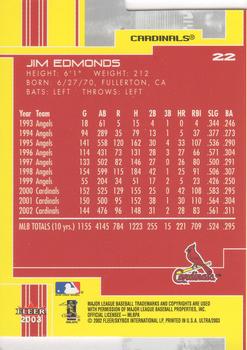 2003 Ultra - Gold Medallion #22 Jim Edmonds Back