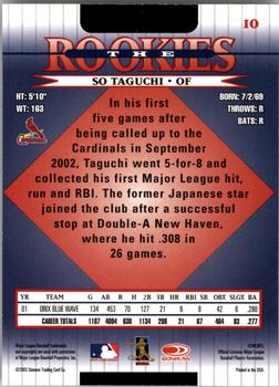 2002 Donruss The Rookies #10 So Taguchi Back