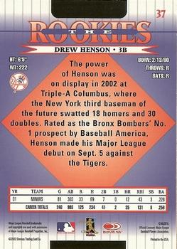 2002 Donruss The Rookies #37 Drew Henson Back