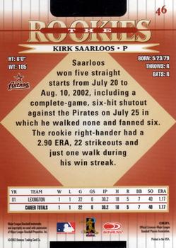2002 Donruss The Rookies #46 Kirk Saarloos Back