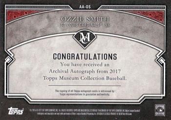 2017 Topps Museum Collection - Archival Autographs #AA-OS Ozzie Smith Back