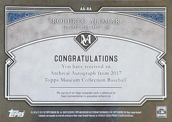 2017 Topps Museum Collection - Archival Autographs #AA-RA Roberto Alomar Back