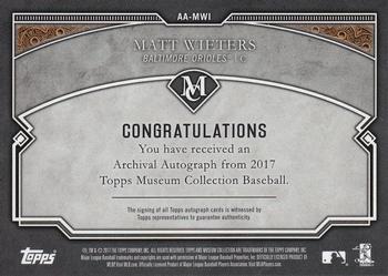 2017 Topps Museum Collection - Archival Autographs Copper #AA-MWI Matt Wieters Back