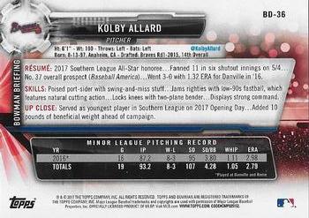 2017 Bowman Draft #BD-36 Kolby Allard Back