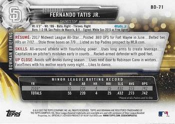 2017 Bowman Draft #BD-71 Fernando Tatis Jr. Back
