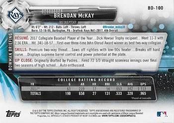 2017 Bowman Draft #BD-100 Brendan McKay Back