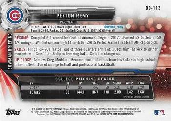 2017 Bowman Draft #BD-113 Peyton Remy Back