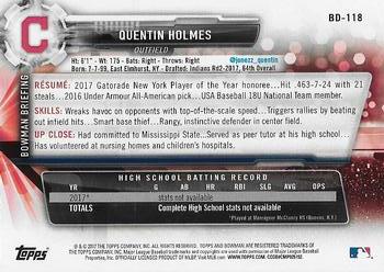 2017 Bowman Draft #BD-118 Quentin Holmes Back