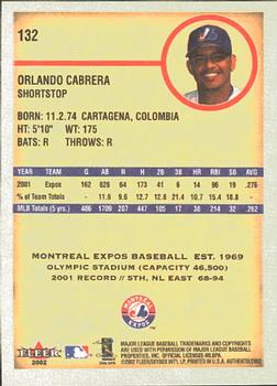 2002 Fleer Authentix #132 Orlando Cabrera Back
