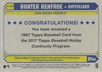 2017 Topps - 1987 Topps Baseball 30th Anniversary Chrome Silver Pack (Series Two) #87-HR Hunter Renfroe Back