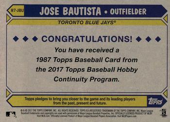 2017 Topps - 1987 Topps Baseball 30th Anniversary Chrome Silver Pack (Series Two) #87-JBU Jose Bautista Back