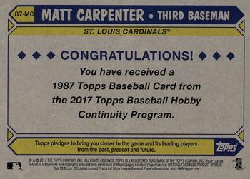 2017 Topps - 1987 Topps Baseball 30th Anniversary Chrome Silver Pack (Series Two) #87-MC Matt Carpenter Back