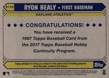2017 Topps - 1987 Topps Baseball 30th Anniversary Chrome Silver Pack (Series Two) #87-RH Ryon Healy Back