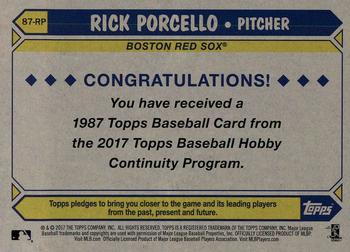 2017 Topps - 1987 Topps Baseball 30th Anniversary Chrome Silver Pack (Series Two) #87-RP Rick Porcello Back