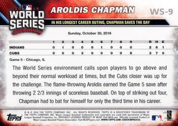 2016 Topps Chicago Cubs World Series Champions Blister Set #WS-9 Aroldis Chapman Back
