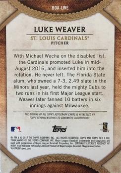 2017 Topps Tier One - Break Out Autographs #BOA-LWE Luke Weaver Back
