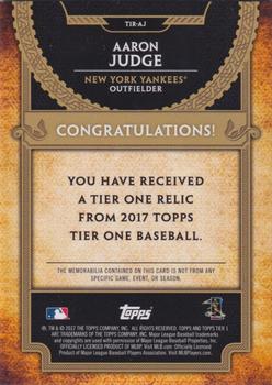 2017 Topps Tier One - Tier One Relics #T1R-AJ Aaron Judge Back