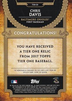2017 Topps Tier One - Tier One Relics #T1R-CD Chris Davis Back