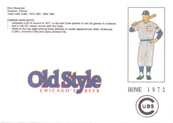 1992 Old Style Chicago Cubs #NNO Rick Reuschel Back