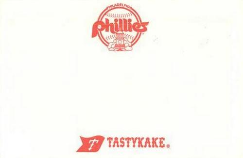 1985 Tastykake Philadelphia Phillies #NNO Phillies Coaching Staff (Del Unser / Dave Bristol / Lee Elia / John Felske / Mike Ryan / Hank King / Claude Osteen) Back