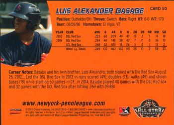 2015 Choice New York-Penn League All-Stars #50 Luis Alexander Basabe Back