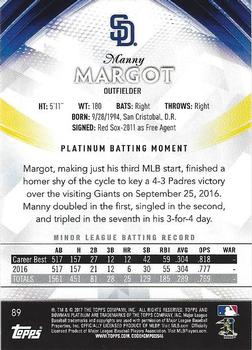2017 Bowman Platinum #89 Manny Margot Back