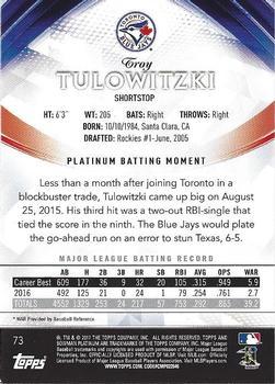 2017 Bowman Platinum - Orange #73 Troy Tulowitzki Back