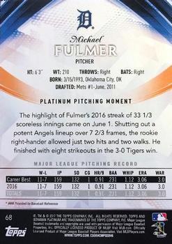 2017 Bowman Platinum - Black #68 Michael Fulmer Back