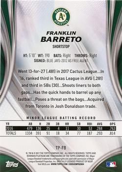 2017 Bowman Platinum - Top Prospects Black #TP-FB Franklin Barreto Back