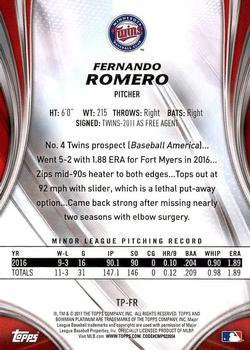 2017 Bowman Platinum - Top Prospects Purple #TP-FR Fernando Romero Back