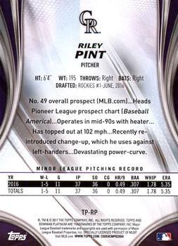 2017 Bowman Platinum - Top Prospects Purple #TP-RP Riley Pint Back