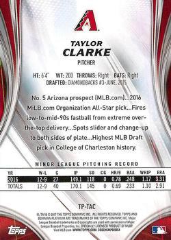 2017 Bowman Platinum - Top Prospects Purple #TP-TAC Taylor Clarke Back