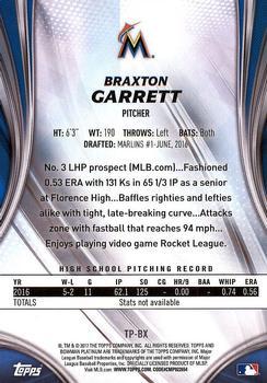 2017 Bowman Platinum - Top Prospects Ice #TP-BX Braxton Garrett Back