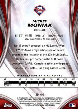 2017 Bowman Platinum - Top Prospects Ice #TP-MM Mickey Moniak Back