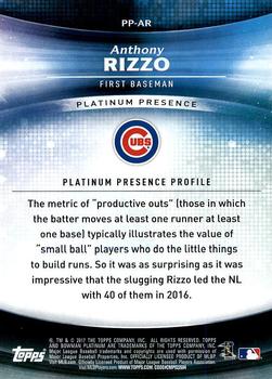 2017 Bowman Platinum - Platinum Presence #PP-AR Anthony Rizzo Back