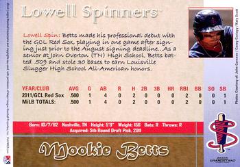 2012 Grandstand Lowell Spinners #NNO Mookie Betts Back