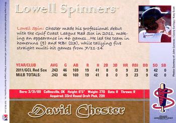 2012 Grandstand Lowell Spinners #NNO David Chester Back