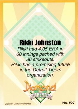 2000 Diamond Authentics Autographs - Base Set (unsigned) #27 Rikki Johnston Back