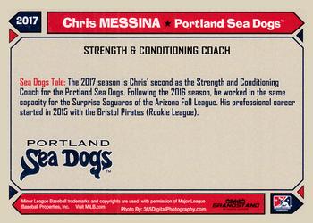 2017 Grandstand Portland Sea Dogs #NNO Chris Messina Back