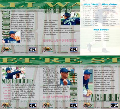2000 Royal Rookies - 6-card Promo Sheets #NNO Alex Rodriguez Back