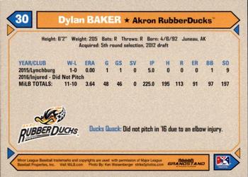 2017 Grandstand Akron RubberDucks #NNO Dylan Baker Back