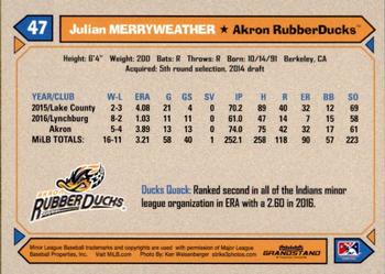 2017 Grandstand Akron RubberDucks #NNO Julian Merryweather Back
