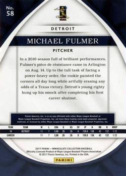2017 Panini Immaculate Collection #58 Michael Fulmer Back