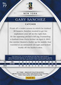 2017 Panini Immaculate Collection #77 Gary Sanchez Back