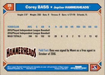 2017 Grandstand Jupiter Hammerheads #NNO Corey Bass Back