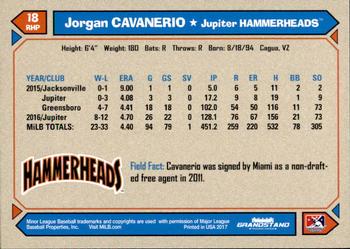 2017 Grandstand Jupiter Hammerheads #NNO Jorgan Cavanerio Back