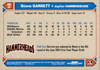2017 Grandstand Jupiter Hammerheads #NNO Stone Garrett Back