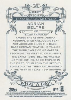 2017 Topps Allen & Ginter - What a Day! #WAD-43 Adrian Beltre Back