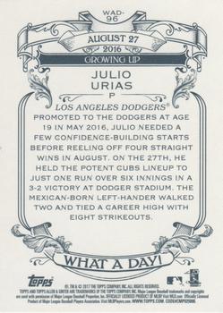 2017 Topps Allen & Ginter - What a Day! #WAD-96 Julio Urias Back