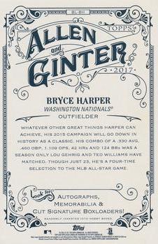 2017 Topps Allen & Ginter - Box Loader #BL-BH Bryce Harper Back